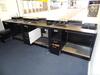 Airline desks (information) 4-modules, rear storage space, consisting of shelves and cupboard, under counter seating space.Each module D900mm, W 1200mm, H 950mm - 2