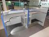 Dual security check desk ,4 glass panel partition, with single glass divider, double shelf ,Dimensions H1200mm W2400mm D900mm. - 2