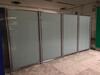 Quantity of frosted glass wall panels in various configurations. 46 full panels - 5