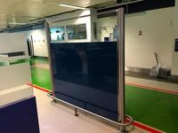 Two panel glass partition with metal base and kick stand W2300mm H1000mm