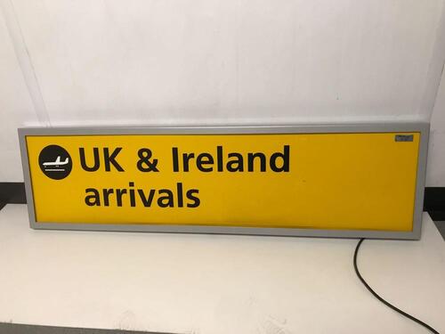 Metal Framed Illuminated UK & Ireland Arrivals Sign