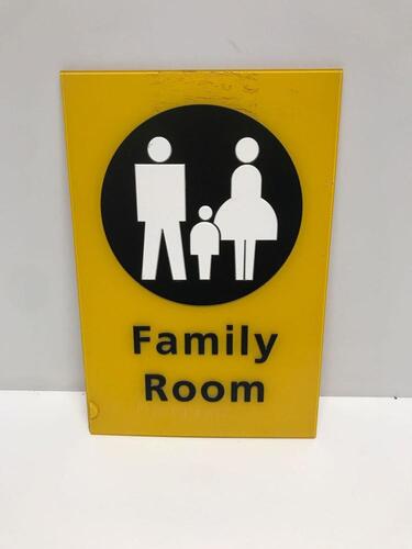 Small Dual Sided Family Room/Toilet Sign
