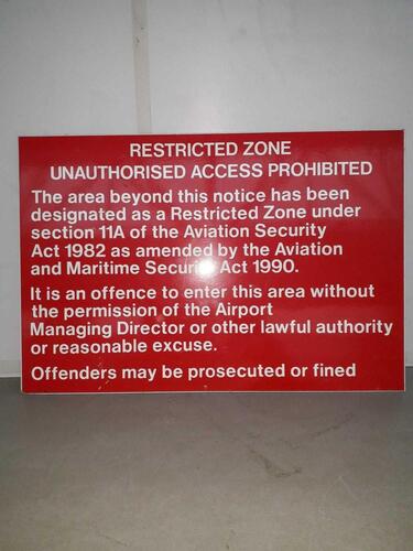Restricted Zone sign