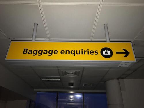 Illuminated 'Baggage' sign