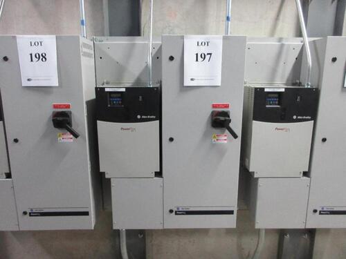 ALLEN BRADLEY POWERFLEX 400 CAT NO. 22C-D072A103 SERIES A WITH POWERFLEX ENCLOSURE MODEL 23C-D072A10ENNAANN-LR (TO THE FIRST CUT) (MAIN PUMP ROOM)