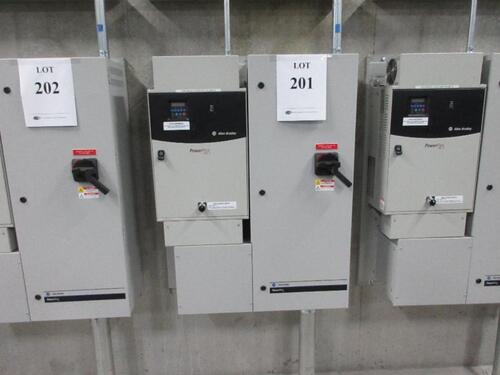 ALLEN BRADLEY POWERFLEX 400 CAT NO. 22C-D082A103 SERIES A WITH POWERFLEX ENCLOSURE MODEL 23C-D2082A10ENNAANN (TO THE FIRST CUT) (MAIN PUMP ROOM)