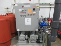 FLOWTHERM BOOSTER PUMP SKID WITH (2) BELL & GOSSETT 20 HORSEPOWER PUMPS WITH BALDOR 20 HORSPOWER SUPER-E MOTOR MODEL EJPM2514T, (1) WESSELS TANK AND C