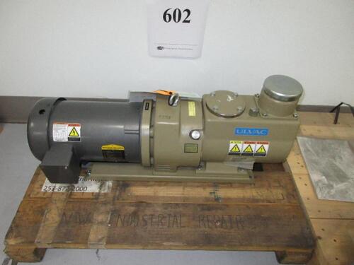 ULVAC OIL ROTARY VACUUM PUMP MODEL D-9500K WITH BALDOR 2 HORSEPOWER MOTOR CAT NO. VM3614T (DRIVE AND BLOWERS ROOM)