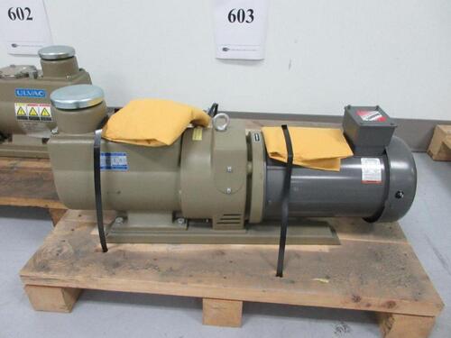 ULVAC OIL ROTARY VACUUM PUMP MODEL D-9500K WITH BALDOR 2 HORSEPOWER MOTOR CAT NO. VM3614T (DRIVE AND BLOWERS ROOM)