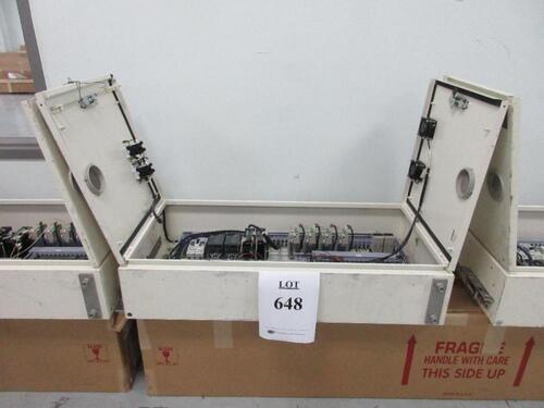 NITO 47" X 23.5" X 10" CONTROL CABINET WITH ASST'D MITSUBISHI, OMRON, AND VEXTA MODULES (NEXT TO LAB 2)