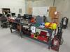 (LOT) ASST'D HAND TOOLS, SAW SAWS, GRINDER, GREESE GUNS, ROUTER, KAMWELD, DRILLS, TOOL BOXES, VACUUMS, POWER WASHERS, TABLE AND CART INCLUDED (MAINTNA