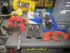 (LOT) ASST'D HAND TOOLS, SAW SAWS, GRINDER, GREESE GUNS, ROUTER, KAMWELD, DRILLS, TOOL BOXES, VACUUMS, POWER WASHERS, TABLE AND CART INCLUDED (MAINTNA - 11