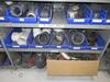 (LOT) SHELVING WITH CONTENTS, PVC FITTINGS, BELTS, CABLES, PLUMBING PARTS, TARPS, HELMETS, VESTS, DISPOSABLE GLOVES, EAR PLUGS, AND COVERALS (MAINTNAN - 14