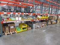 (LOT) ASST'D TAPE, STRETCH WRAP, SHELVING, JARS, BRUCHES, HOT GLOVES, LABELS, POLY PAGS, ETC. (PALLET RACKING)