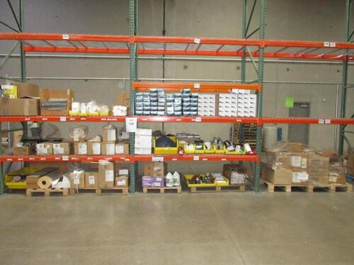 (LOT) ASST'D DISPOSABLES, RACKS, GLOVES ETC. (PALLET RACKING)