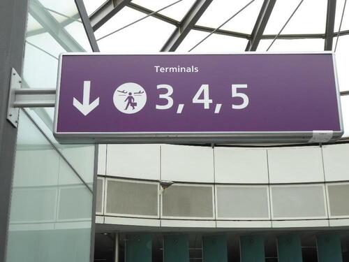 Terminals 3,4,5'  Illuminated, side mounting sign including bonus sign