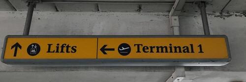Terminal 1 / Lifts' Illuminated Light Box Sign