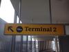 Terminal 2' ceiling mounted illuminated sign, curved metal construction - 2