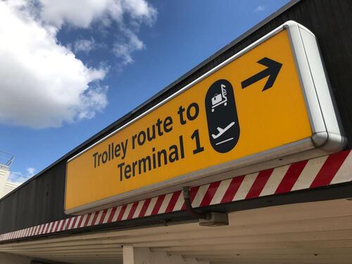 Trolley route Terminal 1' Illuminated Light Box Sign