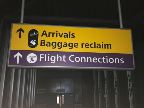 Arrivals, Baggage and Flight Connections Illuminated sign