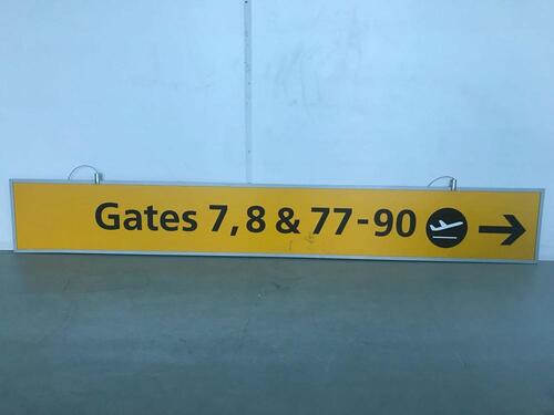 Gates 7,8 & 77-90' Yellow Sign With Metal Frame