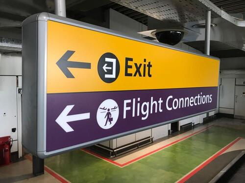 Flight Connections and Exit illuminated sign