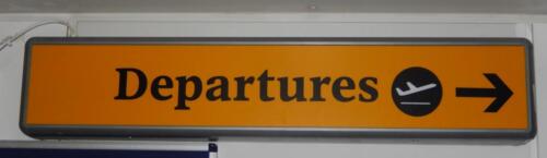 Illuminated 'Departures'  sign