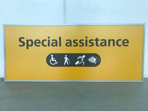 Special Assistance Yellow Sign With Metal Frame