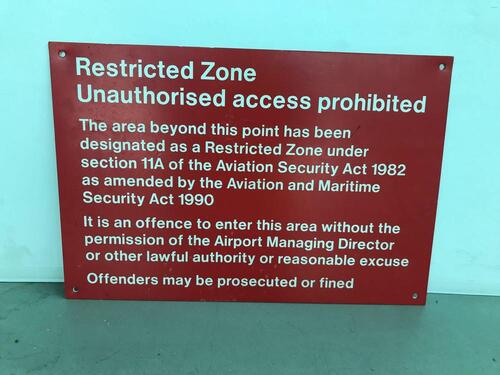 Restricted Zone fibre board sign
