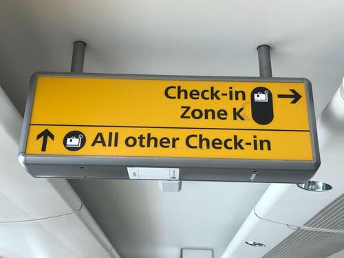 Check in Zone K All other Check-in Double Sided Illuminated Light Box