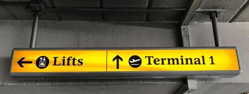 Terminal 1 Lifts' Illuminated Light Box Sign