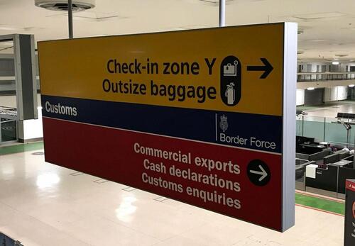 Check-in zone Y and Customs very large illuminated light box