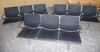 3x Three person seats, alloy construction. Black leather effect cushions