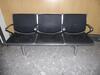 3x Three person seats, alloy construction. Black leather effect cushions - 2