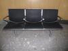 3x Three person seats, alloy construction. Black leather effect cushions - 7