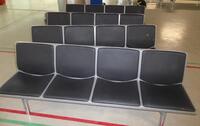 4x Four person seats, alloy construction. Black leather effect cushions