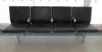 Four person seat, alloy construction Black leather effect cushions