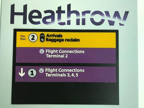 Heathrow Flight connections lift sign