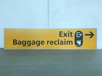 Exit Baggage reclaim Yellow Sign With Metal Frame