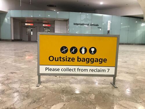 ‘Outsize baggage’ steel frame mounted sign