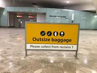 ‘Outsize baggage’ steel frame mounted sign