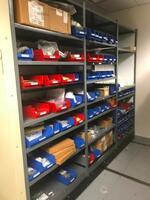 Contents of Supply Racking System, all bins, parts, materials and contents, NOTE: Contents Only, MUST BE REMOVED BY 6/17/2018, Does Not Include AisleSaver System Tag Number Location: Main Bay