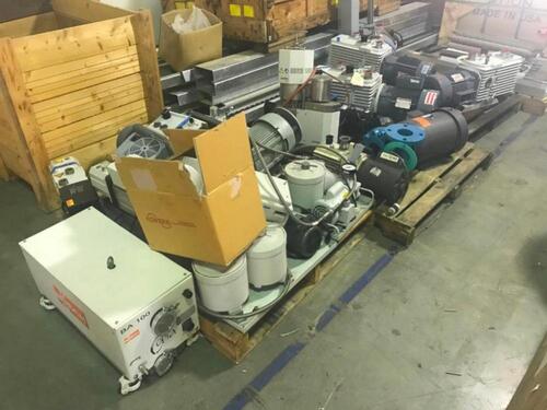 Lot of three (3) skids of assorted pumps and motors Location:
