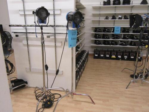 LOT (2) ARRI 1000 LOCATION FRESNEL LIGHTS, 1000 WATTS, 6" LENS, WITH STANDS