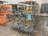 LOT (2) BALLYMORE 4-STEP ROLLING LADDERS, 450 LBS. MAX, GRAY