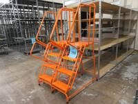 LOT (2) BALLYMORE 4-STEP ROLLING LADDERS, 450 LBS. MAX, ORANGE