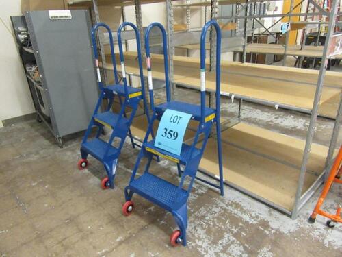 LOT (2) 3-STEP ROLLING LADDERS, 350 LBS. MAX, BLUE