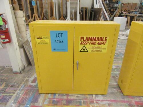 EAGLE 24 GAL. FLAMMABLE LIQUID SAFETY STORAGE CABINET, MODEL: 1976, WITH ASST'D SPRAY CANS AND PAINT, 43" X 12" X 44"