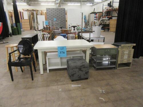 LOT ASST'D FURNITURE, CHAIRS, TABLES, STOOLS