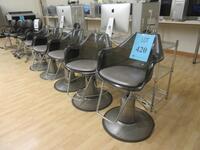 LOT (5) BELVEDERE PNEUMATIC STYLING CHAIRS, (CHAIRS HAVE RIPPED CUSHIONS, ONE CHAIR IS BROKEN ON CORNER)